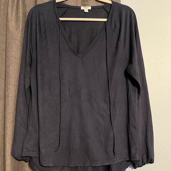 Dylan Luxe Suede V-Neck Top Indigo Blue Size Small - Picture 2 of 12